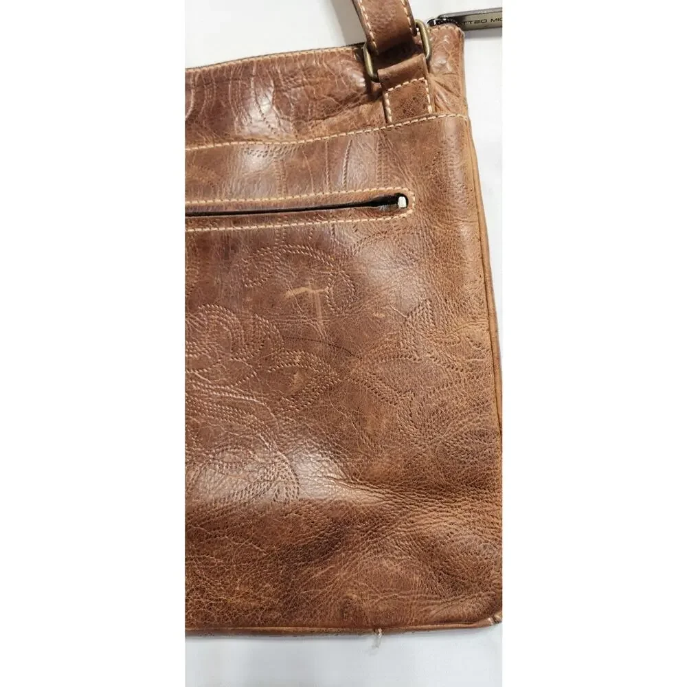 MATTEO MIO‎ BY SALAMA VTG Y2K RUSTIC LEATHER SATCHEL BAG